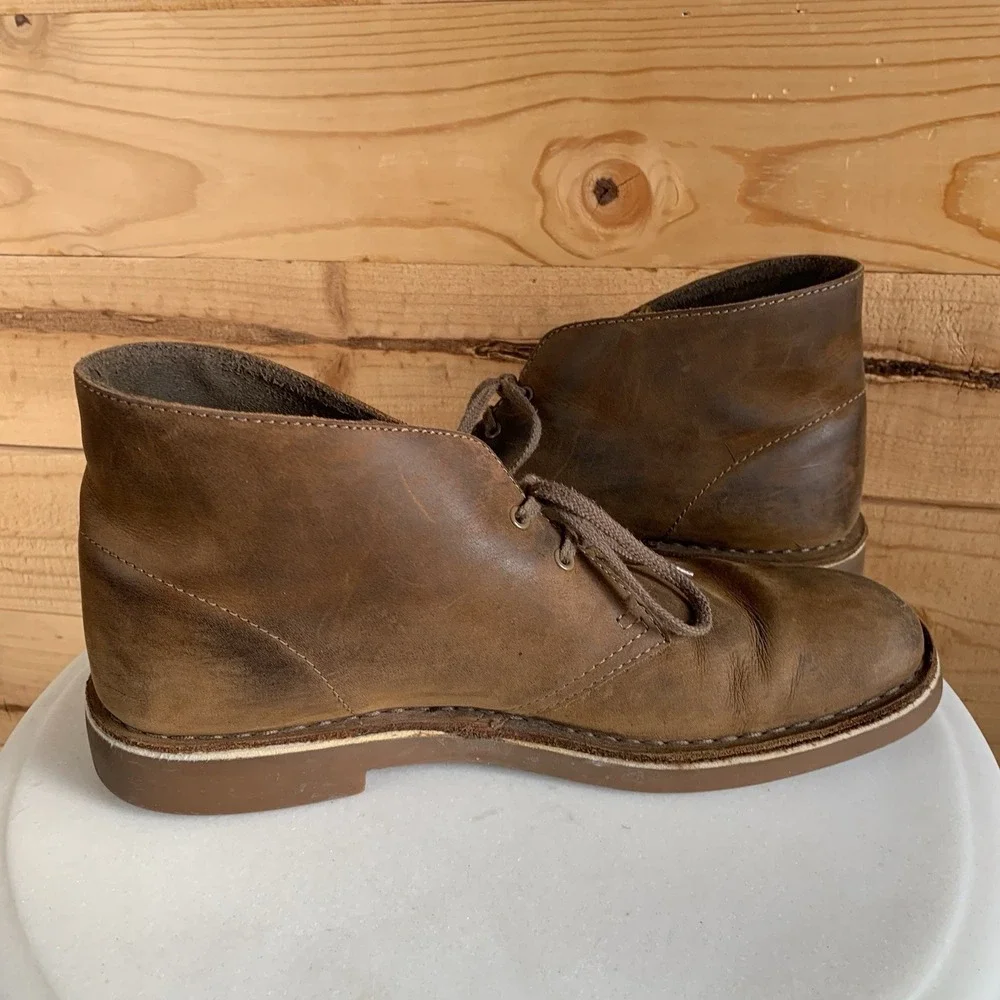 Clarks‎ Men's 9.5m Chukka Leather Distressed High Top Comfort Boots Grunge